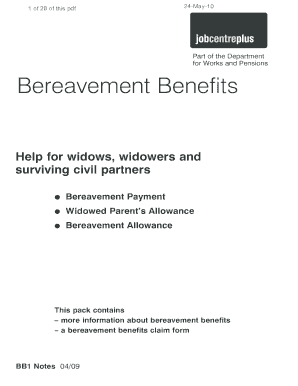 UK Bereavement Benefits Claim Form