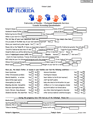 Genetic Screening Questionnaire