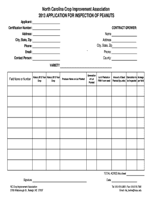 North Carolina Peanut Inspection Application