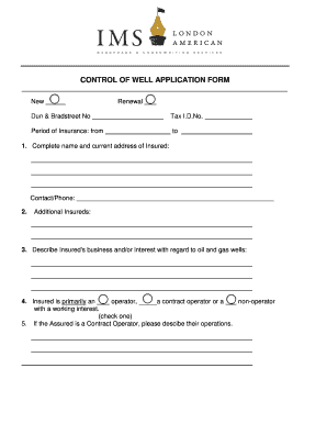 Control of Well Application Form