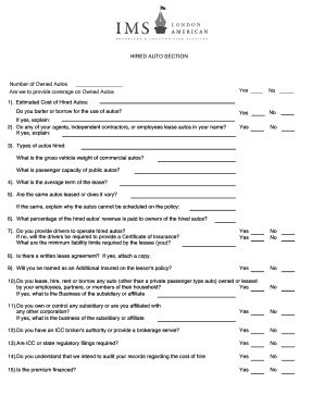 Hired and Non-Owned Auto Insurance Application