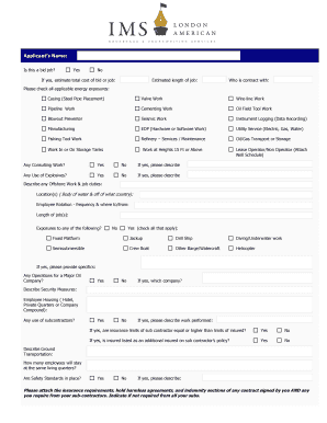 Oil and Gas Work Application Form