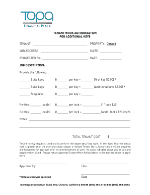 Tenant Work Authorization Form