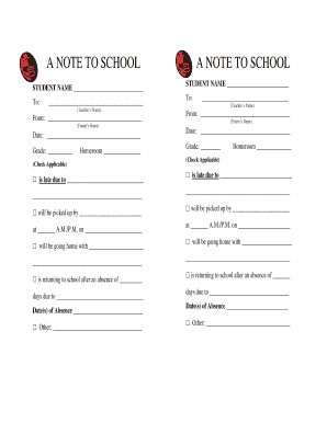 School Absence Note