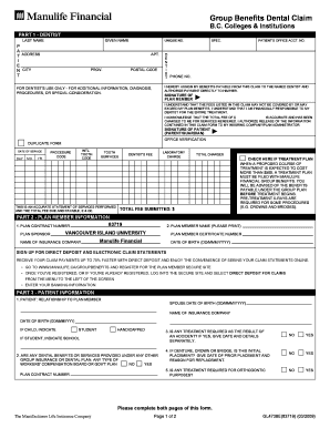 Group Benefits Dental Claim Form
