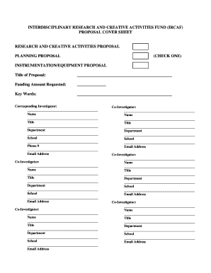 Interdisciplinary Research Proposal Cover Sheet