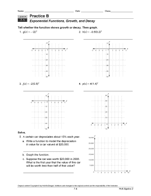 Fillable Online 7 1 Exponential Functions Growth And Decay