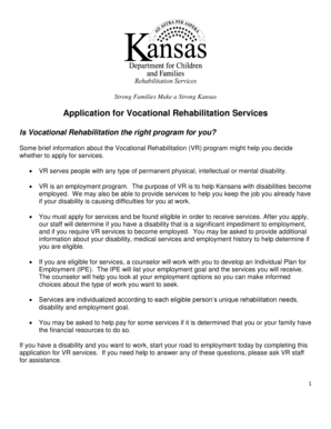Kansas Vocational Rehabilitation Application