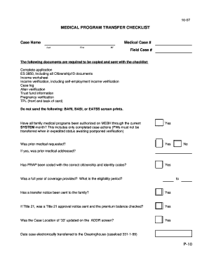 Medical Program Transfer Checklist