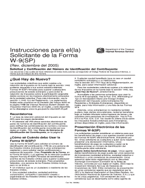 Instrucciones para la Forma W-9(SP)