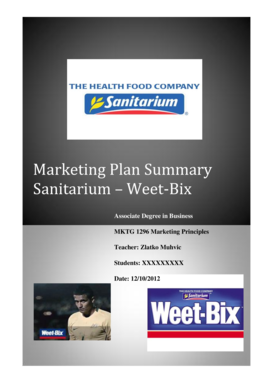 Marketing Plan Summary Sanitarium Weet-Bix