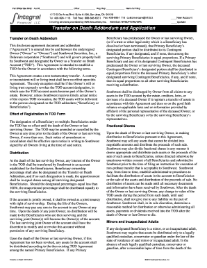 Transfer on Death Addendum and Application