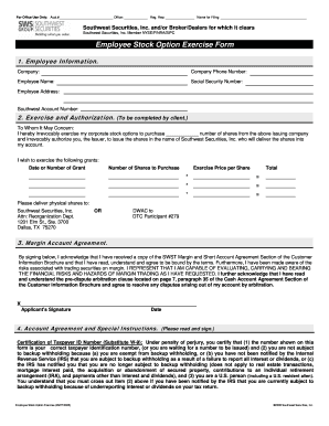 Employee Stock Option Exercise Form