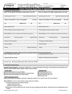 Vision Checking Application & Agreement