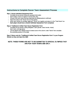 Soccer Team Assessment Forms
