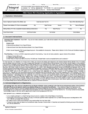 HSA Vision IRA Application & Agreement