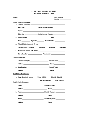 Lutheran Homes Society Rental Application