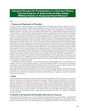 Informed Consent for Personal Fitness Training