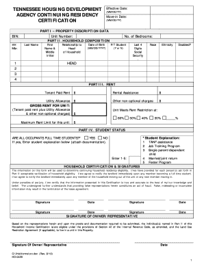 Tennessee Housing Development Continuing Residency Certification