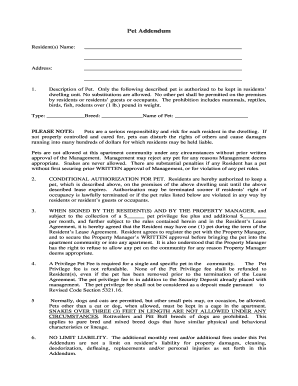 Pet Addendum Form