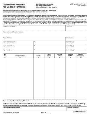 HUD-51000 Schedule of Amounts for Contract Payments