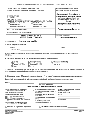Formulario de solicitud de intérprete