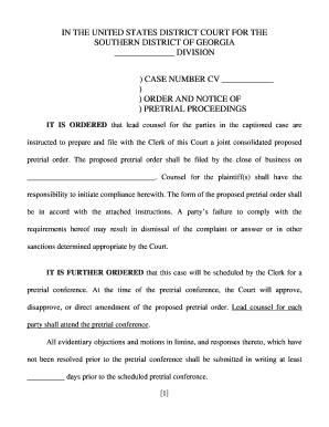 Order and Notice of Pretrial Proceedings