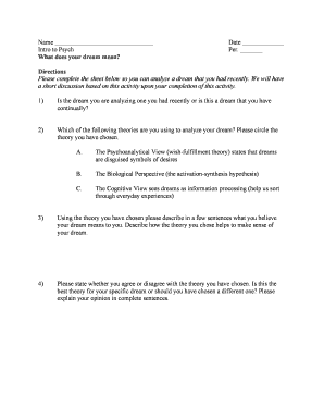 Dream Analysis Worksheet