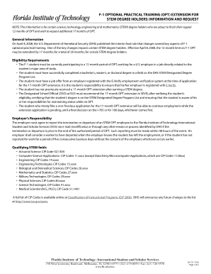 F-1 OPT Extension Request for STEM Degree Holders