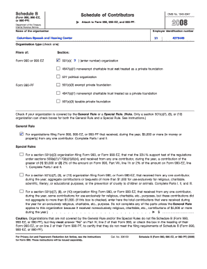 Schedule B Form 990 Contributor Information