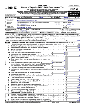 Form 990-EZ Tax Return for Exempt Organizations