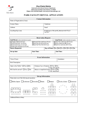 Scrie renewal application - PARK FACILITY RENTAL APPLICATION - Santa Monica California