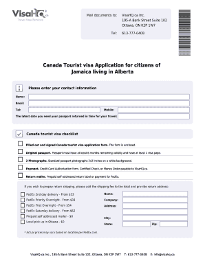 Canada Tourist Visa Application