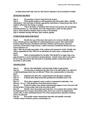 Project management steps pdf - Guidelines for the Use of the Pilot Project Management Form - umms