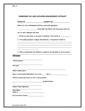 Ownership or Land Occupier Non-Resident Affidavit