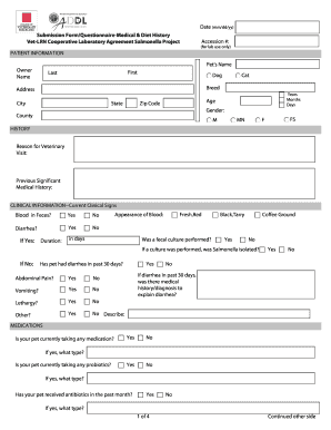 Vet-LRN Salmonella Project Submission Form