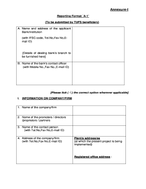 TUFS Beneficiary Reporting Format A-1