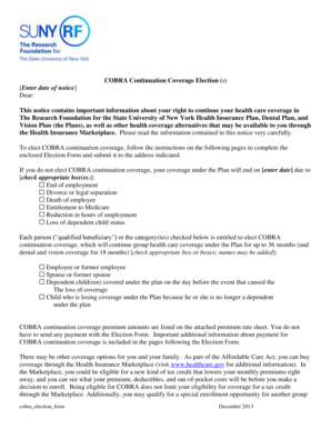 COBRA Continuation Coverage Election Form