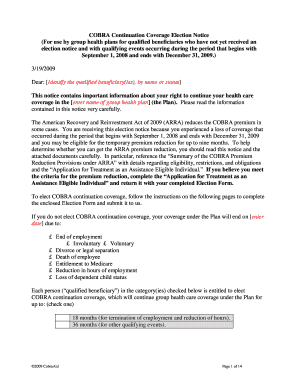 COBRA Continuation Coverage Election Notice