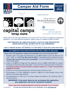 Camper Aid Form Application