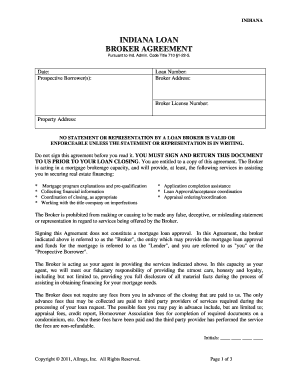 Indiana Loan Broker Agreement