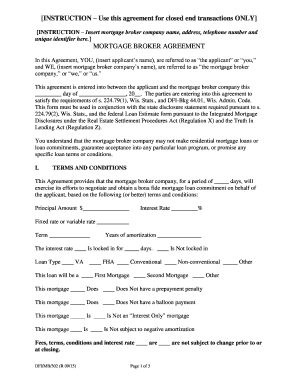Wisconsin Mortgage Broker Agreement
