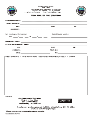 Ohio Farm Market Registration Form