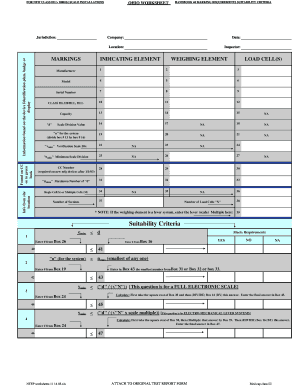 Class III Scale Installation Worksheet