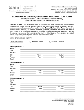 Additional Owner Operator Information Form