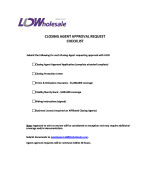 Closing Agent Approval Request Form