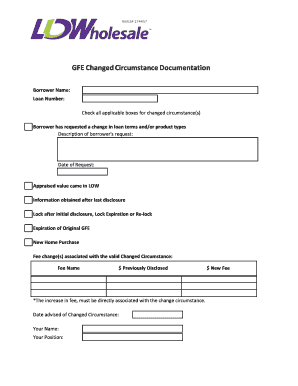 GFE Changed Circumstance Documentation