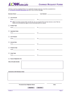 Change Request Form for Loan Modifications