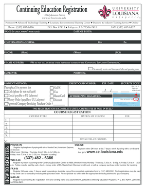 Continuing Education Registration Form