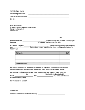 Honorarnote Vorlage